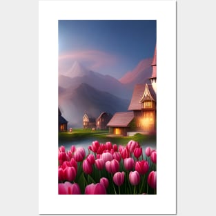 Red Tulip Village Posters and Art